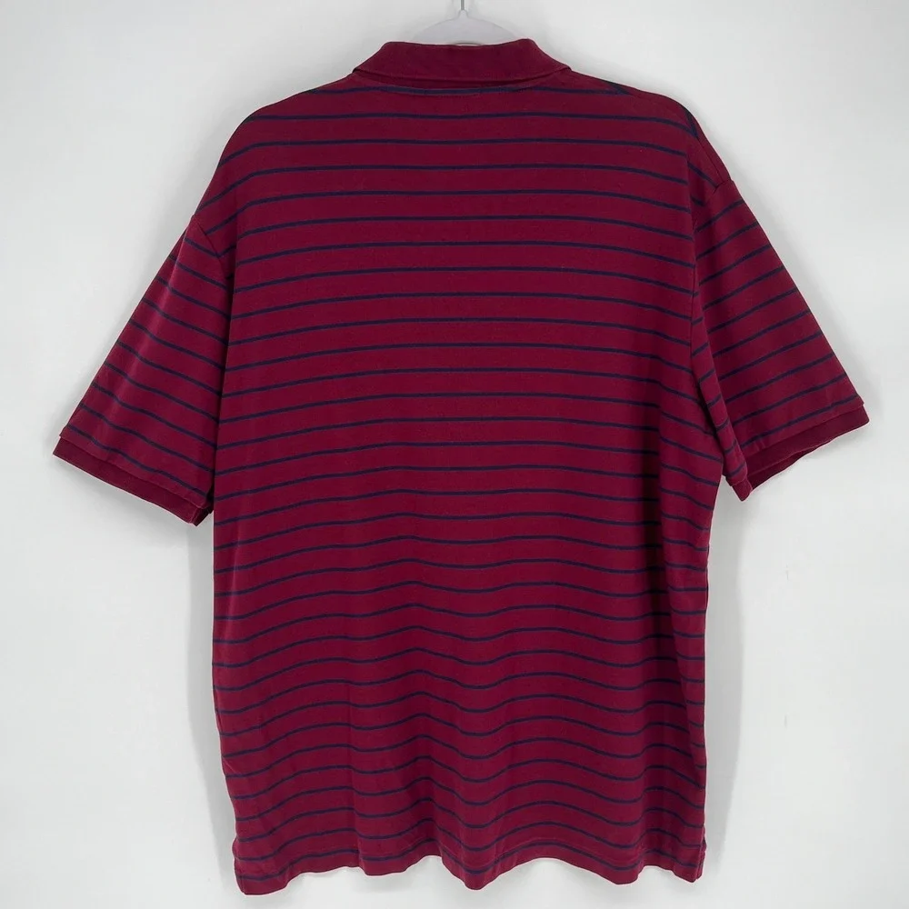 Polo Ralph Lauren Mens XL Classic Fit Burgundy Navy Striped‎ Golf Polo Pony Logo